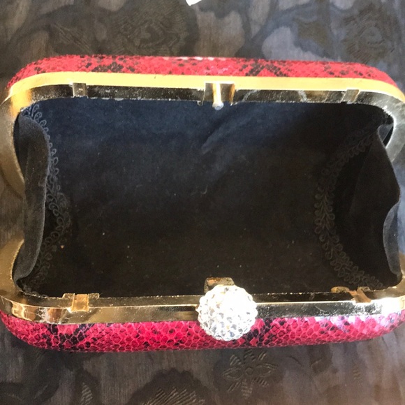 Used Snake print clutch in maroon/black.Chic💕💕 - Picture 7 of 8